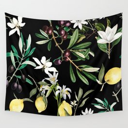 Olives, lemon, citrus, Mediterranean art Wall Tapestry
