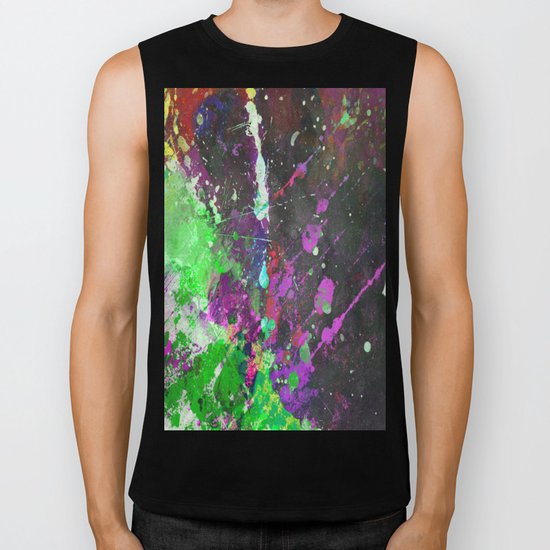 Breakthrough - Multi Coloured Abstract Textured Painting Biker Tank