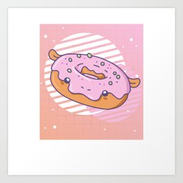 Funny Hippo Donut Cute Kawaii Aesthetic Art Print
