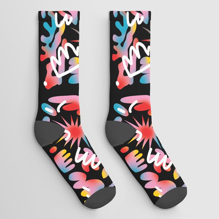 Let's have some fun, Contemporary Illustration, Minimal shapes, Urban  Graffiti Style Socks by maganagoesbold