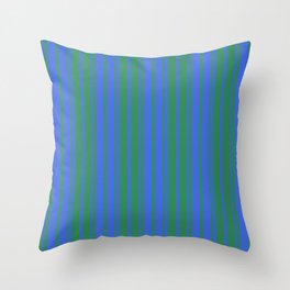 [ Thumbnail: Royal Blue & Sea Green Colored Stripes/Lines Pattern Throw Pillow ]