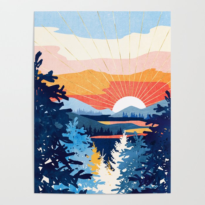 Sunset Lake Poster