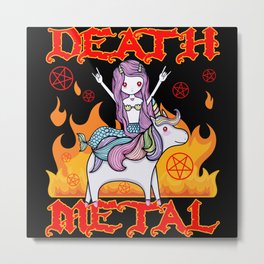 Funny Death Metal Unicorn Mermaid Death Metal Metal Print | Unicorn, Graphicdesign, Apparel, Death, Metal, Mermaid, Funny 