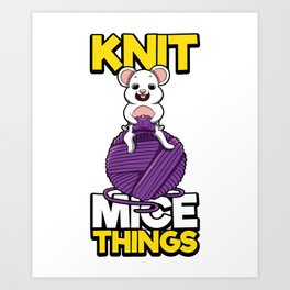 Knit Mice Things - Mouse Wool - Knitting Art Print | Animal, Ballofwool, Christmas, Knittingyarn, Yarn, Knittingpattern, Birthday, Cablepattern, Hobby, Mice 