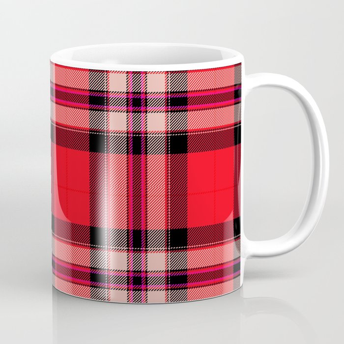 Argyle Fabric Plaid Pattern Red and Black Colors Coffee Mug