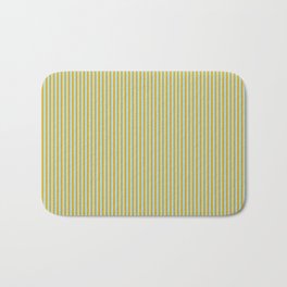 [ Thumbnail: Powder Blue and Goldenrod Colored Lined/Striped Pattern Bath Mat ]