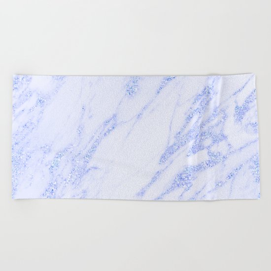 Blue Marble - Shimmery Glittery Cornflower Sky Blue Marble Metallic Beach Towel