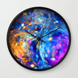 yellow and blue bubbles abstract Wall Clock