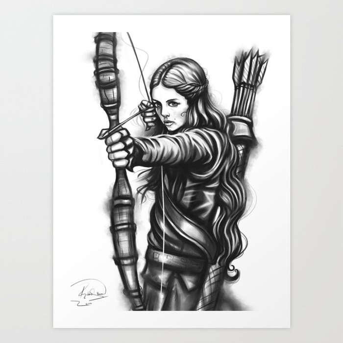 female warrior with bow and arrow