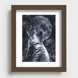 Wolf & Moon Recessed Framed Print