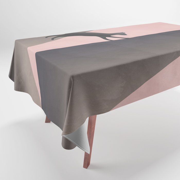 Geometric triangle shape and cat Tablecloth