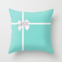 Blue Gift Box Throw Pillow