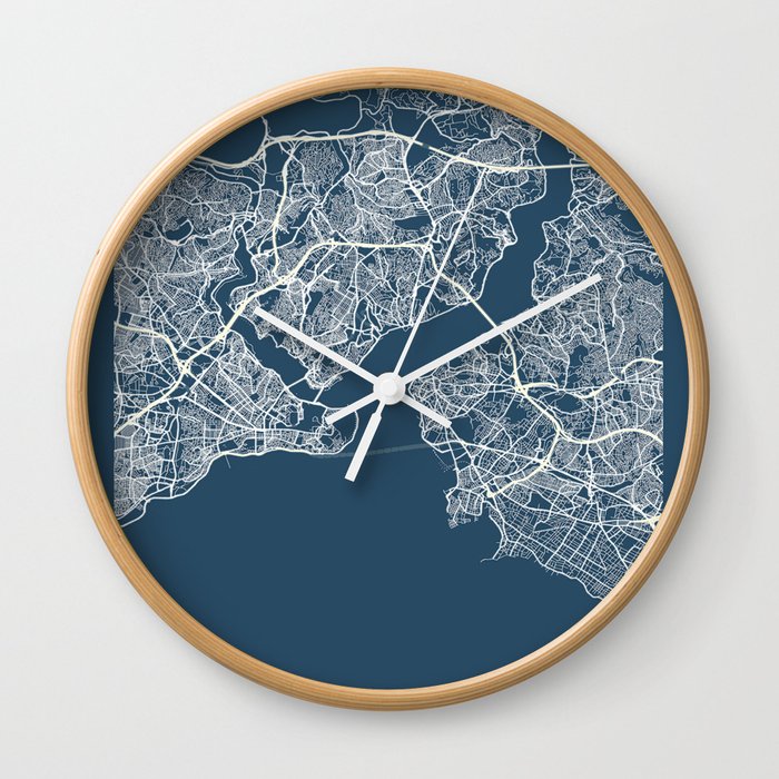 Istanbul city cartography Wall Clock