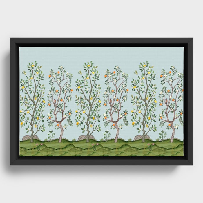 Chinoiserie Citrus Grove Mural Multicolor Framed Canvas