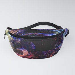 African Dye - Colorful Ink Paint Abstract Ethnic Tribal Art Dark Navy Blue Fanny Pack