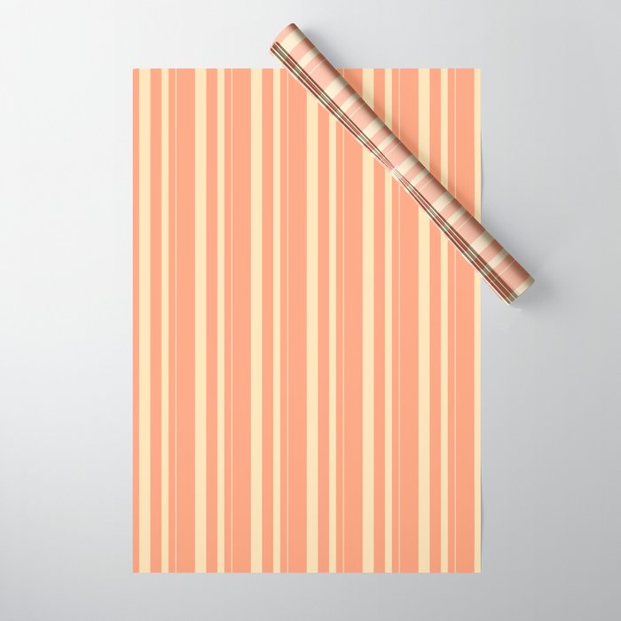 Beige & Light Salmon Colored Pattern of Stripes Wrapping Paper