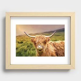 Highland Cow (Painting) Recessed Framed Print