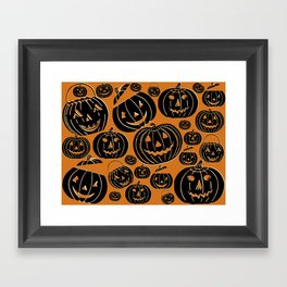 Vintage Jack-o-lanterns, Retro Halloween background,  Framed Art Print