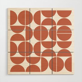 Mid Century Modern Geometric 04 Terracotta Wood Wall Art