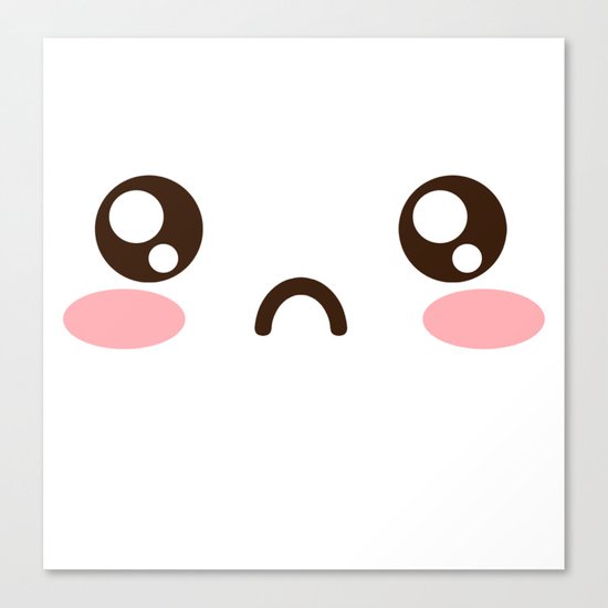 Cute Anime Japanese Emoji Emoticon Sad Face Canvas Print By