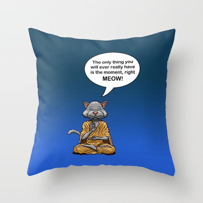 Buddah Cat Throw Pillow