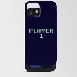 Player 1 retro pixel font dark iPhone Card Case