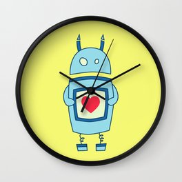 Cute Clumsy Robot With Heart Wall Clock | Cute, Cartoonrobot, Robotwithheart, Geek, Love, Cartoon, Children, Illustration, Minimalistic, Robot 