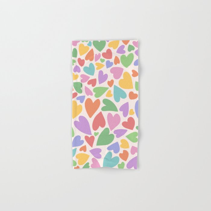 Retro Colorful Hearts Hand & Bath Towel