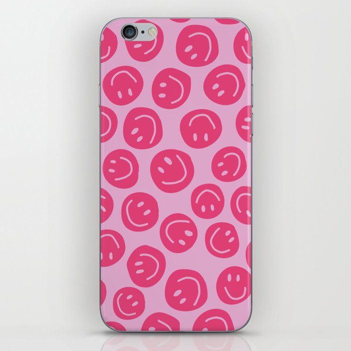 Hot Pink Smiley Faces iPhone Skin