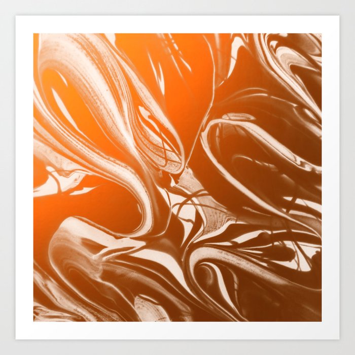 Copper Swirl - Copper, Bronze, gold and white metallic effect swirl pattern Art Print