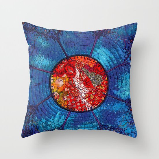 Red and blue with trees Throw Pillow by Bozena Wojtaszek Society6