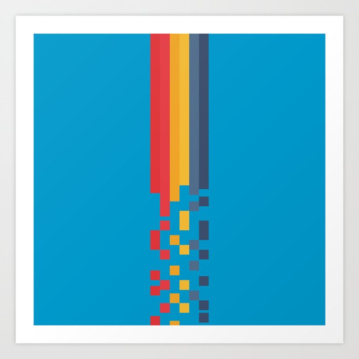 Classic 80s Video Game Style Retro Stripes Pixel Drops - Akiko Art Print