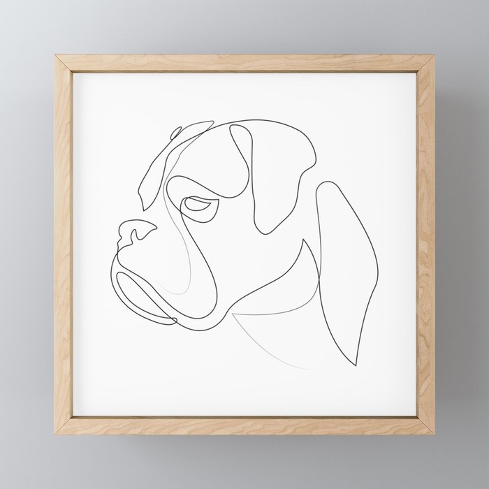 Boxer - one line drawing Framed Mini Art Print