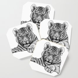 Amur tiger cub - ink illustration Coaster