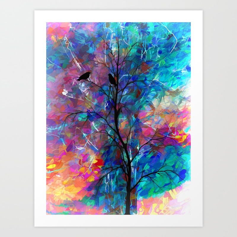 Love Birds Abstract Painting Art Print By Olenaart Society6