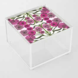 Mid-Century Modern Mums Flowers Pinks Acrylic Box