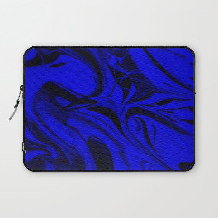 Black and Blue Swirl - Abstract, blue and black mixed paint pattern texture Laptop Sleeve