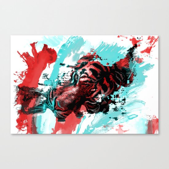 Tiger blue red 4 Canvas Print