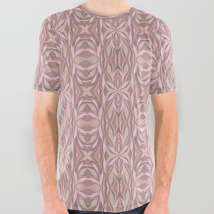 Tile Print- Monochrome Pink All Over Graphic Tee