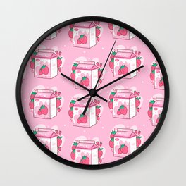 Kawaii Strawberry Milk Shake Carton Wall Clock