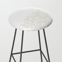 White Leopard Print Lace Horizontal Split on Cream Off-White Bar Stool