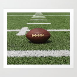 American Football Court with ball on Gras Art Print