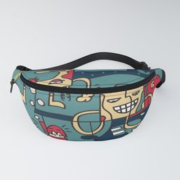 Turkoise Doodle Monster World by Pablo Rodriguez (Pabzoide) Fanny Pack