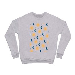 Sun & Moon Pattern - White Crewneck Sweatshirt
