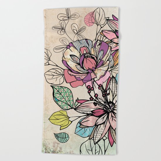 Paper Flowers #6 Beach Towel