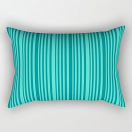 [ Thumbnail: Teal and Turquoise Colored Stripes Pattern Rectangular Pillow ]