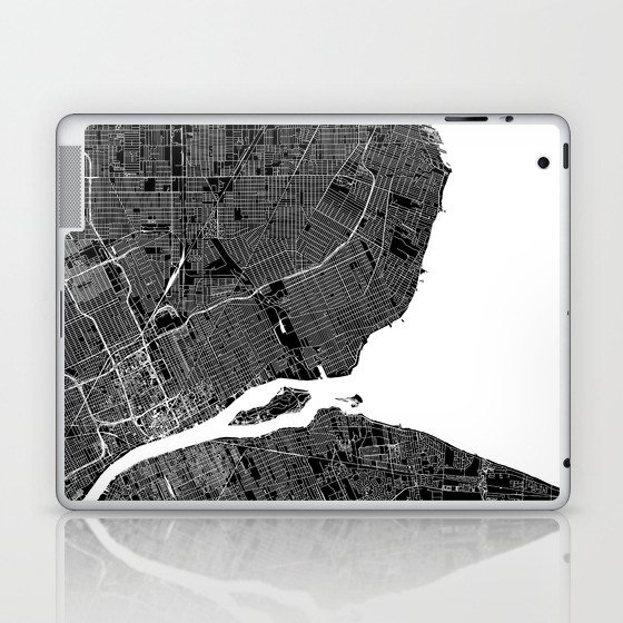 Detroit Black And White Map Laptop & iPad Skin