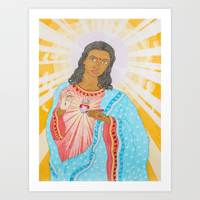 Sacred Heart (self-portrait) Art Print