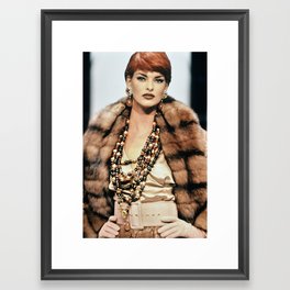 90s Linda Evangelista Framed Art Print | Digital, Photo, Runway, Brown, Fashion, Lindaevangelista, 90S, Film, Model 