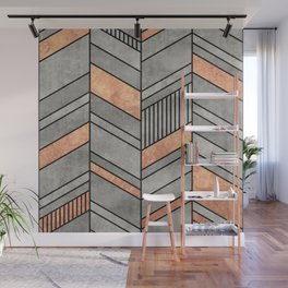 Abstract Chevron Pattern - Concrete and Copper Wall Mural